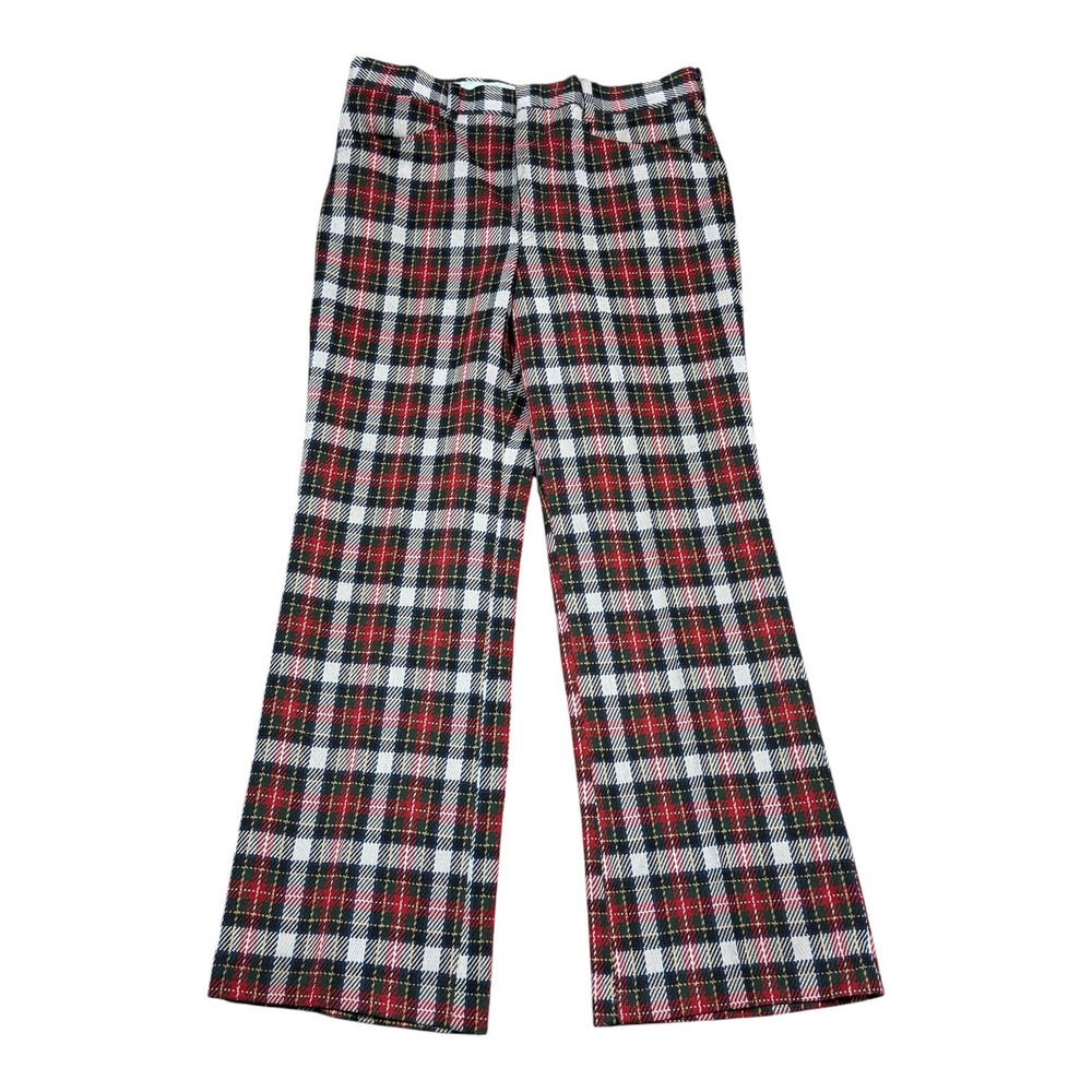 Vintage 70s Sears Kings Road Pleated Wool Plaid Pants Men's 36 (Fits 34x30 5/8)